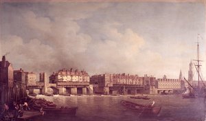 Londen Brug voor de Wijziging in 1757 door Samuel Scott